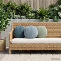 vidaXL Kussensloop 2 st HEERLEN Lichtblauw Diam. 40 cm Chenille Stof