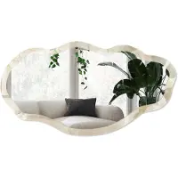 Wallfluent Beige Marmer Spiegel - Beige Strakke Rechthoekige Spiegel - Organische Spiegel - Woonkamer - Klassiek - 45x90 cm - Totale afmeting 52x97 cm