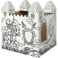 BANKERS BOX XL kasteel, kartonnen kasteel om te kleuren en te spelen, FSC karton, zonder gereedschap te monteren, 940 x 1088 x 940 mm, vanaf 3 jaar, wit