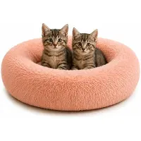 Belviona Donut kattenbed, zacht pluche & verhoogde Rand Ø50 cm roze