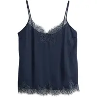 Next - Dames - Satijnen hemdje met kanten rand - Blauw