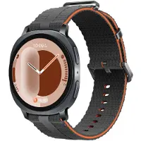 Strap-it siliconen sport bandje smartwatchband geschikt voor Samsung Galaxy Watch 9 (40/44mm) / Watch 8 (40/44mm) / 8 Classic (46mm) - donkergrijs/oranje