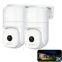 Zree 2K Bewakingscamera voor buiten, wifi-camera voor buitenbewaking, 360° PTZ-buitencamera met kleurennachtzicht, buitencamera voor PIR-bewegingsdetectie 2PC