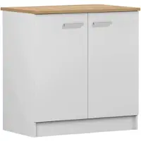 Stamar - Keukenonderkast 80 cm - wit mat - met eiken werkblad van 60 cm diep