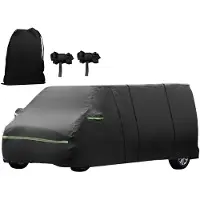 Famanu – Volledige autohoes voor VW T5 T6, 300D katoenen voering, weerbestendig en waterdicht, met zijdeur ritssluiting en ademende stofdichte eigenschappen
