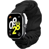 Kwmobile elastisch bandje voor smartwatch - Compatibel met Xiaomi Redmi Watch 5 & 4 / Smart Band 8 Pro / 9 Pro - Horlogebandje van katoen - In zwart