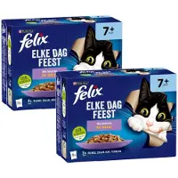 Felix Elke Dag Feest Senior 7+ Mix Selectie Gelei - Multipack - Katten Natvoer - 2040g (2x12x85g)