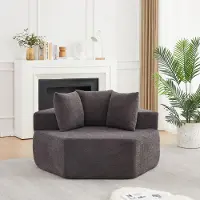 STILVORA Fauteuil - Zeshoekige Loungestoel Voor 1 Persoon - Modulair Design Met 3 Kussens - Voor Woonkamer En Lounge - Chenille Grijs
