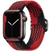 0 0 Gesp nylon gevlochten horlogeband voor Apple Watch-serie 8 & 7 41 mm / SE 2 & 6 & SE & 5 & 4 40 mm / 3 & 2 & 1 38 mm (zwart rood)