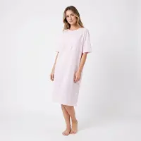 Fine woman Nachthemd - Slaapkleed - Pyjama - Roze - Gestreept - Katoen - Maat XL