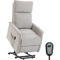 HOMCOM -Elektrische liftstoel - Chenille (100% polyester) - 69 x 91 x 106 cm - Lichtgrijs