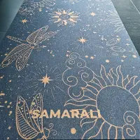 Samarali Cosmic Harmony - Donker Blauw - Kurk Yogamat XXL - Extra Lang en Breed - Antislip Natuurrubber - 200 x 68 x 0,4 cm