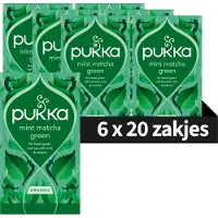 Pukka Tea Mint Matcha Green - 120 Theezakjes - Biologische Kruidenthee - Munt - Groene Thee - 6 x 20 zakjes - Thee Voordeelverpakking