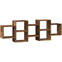 vidaXL Wandschap 129x18x42 cm bewerkt hout oud houtkleurig