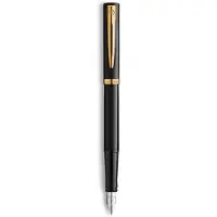 Waterman Impression Vulpen | Medium Vulpenpunt met Blauwe Inktvulling | Zwarte Lak met Goudkleurige Afwerking | Geschenkdoos