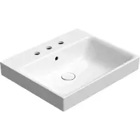 GSI Nubes Keramische wastafel 60x50cm, 3 kraangaten, wit ExtraGlaze