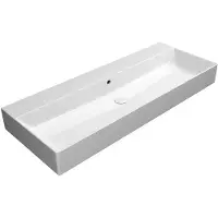 GSI Kube X Keramische wastafel 120x47cm, geslepen onderrand, zonder kraangat, wit ExtraGlaze