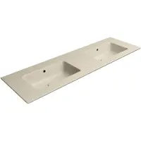 GSI Pura Dubbele keramische wastafel Slim 142x46cm, zonder kraangat, mat creta