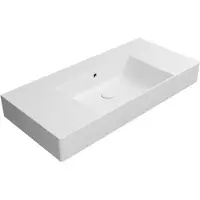 GSI Kube X Color Keramische wastafel 100x47cm met planken, geslepen onderrand, zonder kraangat, mat wit