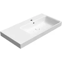 GSI Nubes Keramische wastafel 100x50cm, planchet links, wit ExtraGlaze