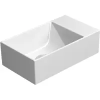 GSI Kube X Color Keramische wastafel 40x23cm, geslepen onderrand, zonder kraangat, rechts/links, mat wit