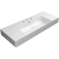 GSI Kube X Keramische wastafel 120x47cm met planken, geslepen onderrand, 3 kraangaten, wit ExtraGlaze