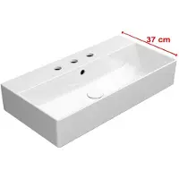 GSI Kube X Keramische wastafel 70x37cm, 3 kraangaten, wit ExtraGlaze