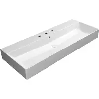 GSI Kube X Keramische wastafel 120x47cm, geslepen onderrand, 3 kraangaten, wit ExtraGlaze