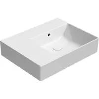 GSI Kube X Keramische wastafel 60x47cm, planchet links, zonder kraangat, wit ExtraGlaze