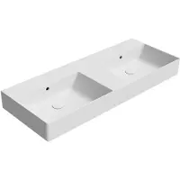 GSI Kube X Color Dubbele keramische wastafel 120x47cm, zonder kraangat, mat wit