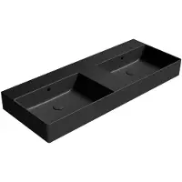GSI Kube X Color Dubbele keramische wastafel 120x47cm, zonder kraangat, mat zwart