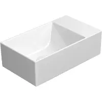 GSI Kube X Keramische wastafel 40x23cm, geslepen onderrand, zonder kraangat, rechts/links, wit ExtraGlaze