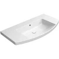 GSI Norm Keramische wastafel 100x52cm, gebogen, zonder kraangat, wit Extraglaze