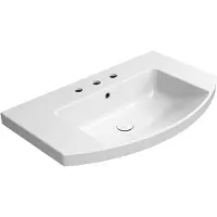 GSI Norm Keramische wastafel gebogen 80x50cm, 3 kraangaten, wit ExtraGlaze