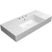 GSI Kube X Keramische wastafel 100x47cm met planken, 3 kraangaten, wit ExtraGlaze