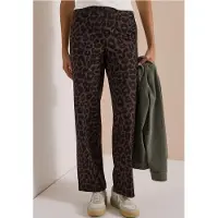 Cecil Dames High Waist Straight Leg Broek met leoprint - Bruin - XXL
