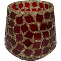 Mansion Atmosphere Theelichthouder Mozaïek rood 9x12x11cm rood Glas