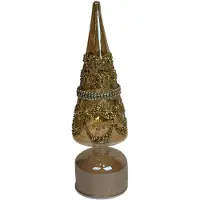 Mansion Atmosphere Kerstboom LED draaiend wit/goud 9x32cm goud Glas Decoratief