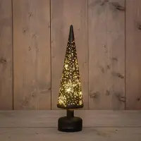 Anna's Collection Kerstboom LED Draaiend Ø10x39cm Glas Zwart zwart Glas