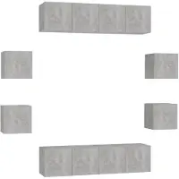 vidaXL 8-delige Tv-meubelset bewerkt hout betongrijs