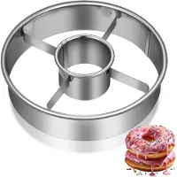 LONGZIMING - Donutvorm - Donutsnijder - Bakvorm - Twee-in-Één Snijden - Gemakkelijk Ontmolden - Roestvrij Staal - Levensmiddelenveilig - Veelzijdig Gebruik - 1 Stuk