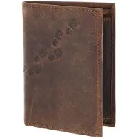 OXMOX Leren portemonnee Leather RFID Protect Kombibörse Footsteps 2.0 Embossed Vintage Dark Brown donkerbruin