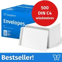 Easyprint NIEUW: Enveloppen zonder venster, DIN C4, onbedrukt, 500 stuks