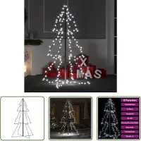 The Living Store De Living Store kerstboom, kegelvormig, met 160 LED-lampjes, geschikt voor binnen en buiten, afmetingen 78x120 cm