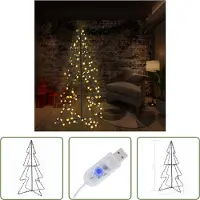 The Living Store De Living Store kerstboom, kegelvormig, met 160 LED-lampjes, geschikt voor binnen en buiten, afmetingen 78x120 cm