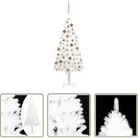 The Living Store Kunstkerstboom met verlichting en ballen, wit, 150 cm