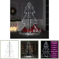 The Living Store De Living Store kerstboom, kegelvormig, met 200 LED-lampjes, geschikt voor binnen en buiten, 98x150 cm