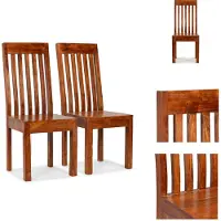 vidaXL Eetkamerstoelen, 2 stuks, massief hout met honingkleurige afwerking - Eetkamerstoelen