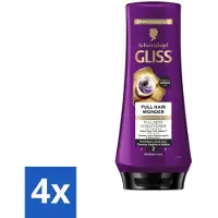 GLISS 4 x Conditioner Full Hair Wonder - 200 ml - Haarversterking - Volume - Haarstructuur - Haarbreuk - Biotine