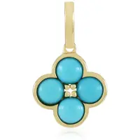 Cavill - Zilveren Hanger 925 Sterling Zilver - 18K Goud Verguld - Sleeping Beauty Turkoois 1,08 ct - Ronde Cabochon - Stijlvol Design